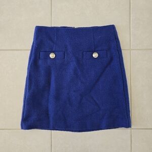 Ann Taylor A-Line Mini Skirt Women Size 00P XXS Blue Textured Workwear Chic